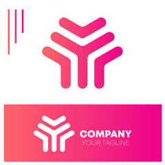 Obraz premium Pink Abstract Lineart Logo Design Icon