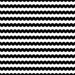 Black wave line seamless pattern on white background. Vector illustration.