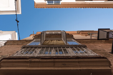 Blue sky over buildings in the old town of Cadiz, Andalusia, Spain