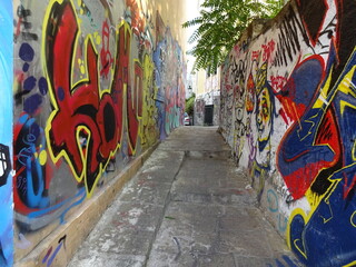 Fototapeta na wymiar Graffiti Alley in Plaka - Athens, Greece