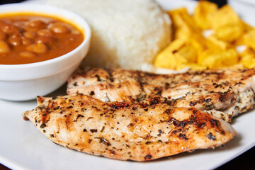 typical ecuadorian food chicken and rice with stew