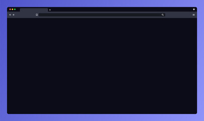 Web Browser Interface Mockup. Vector Internet Browser Interface Template for Website or Web Design Mock-up. Editable Dark Mode Desktop Web Site Browser User Interface