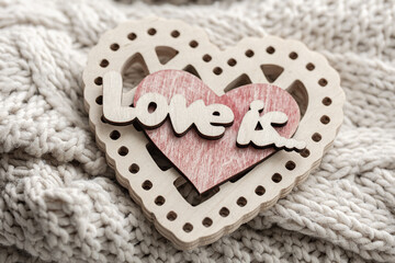 Cozy background for Valentine's Day with a decorative heart.