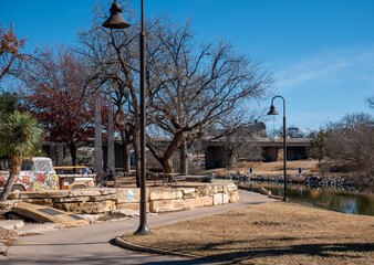 A scene at the Concho Riverwalk in San Angelo Texas near the Bosque