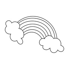 Cute rainbow and clouds. Cloth design, wallpaper, wrapping, textiles, paper, cards, invitations, holiday, birthday. Vector illustration in doodle style - isolated.