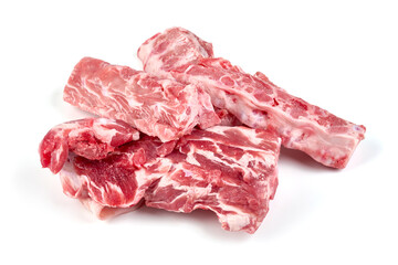 Fresh pork bones, isolated on white background.