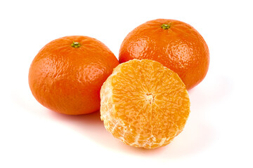 Fresh tangerine, isolated on white background.