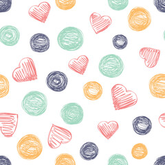 Simple pattern with hearts and polka dots. Great for Baby, Valentine's Day, Mother's Day, wedding, scrapbook, surface textures.