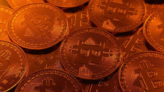 Bitcoin gold coins virtual background. Crypto currency