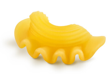 Pasta cornetti creste macaroni isolated on white background with clipping path and full depth of field