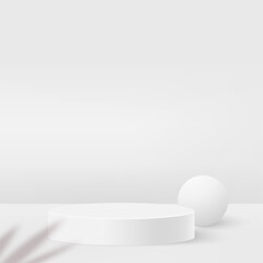 Minimal background with white color geometric 3D podium. Vector illustration.