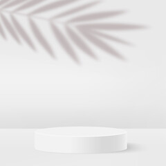 Fototapeta na wymiar Minimal background with white color geometric 3D podium. Vector illustration.
