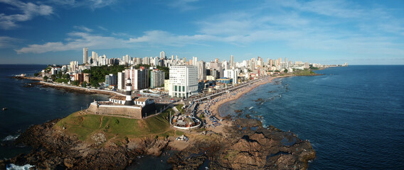 Aerial view of Farol da Barra in Salvador, Bahia, Brazil © phaelshoots