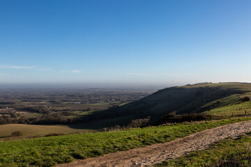 Fototapeta na wymiar A View from Ditchling Beacon in the South Downs, on a Sunny Winters Day