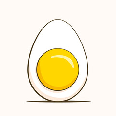 Chicken egg with shadow and background. Vector. Cartoon