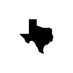 Texas black map silhouette on white background