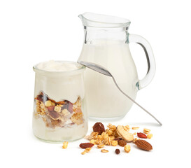 Milk, nuts and yogurt