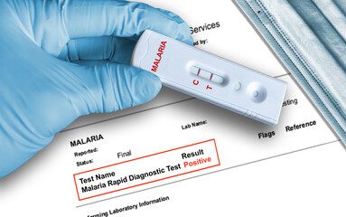 Positive Malaria rapid diagnostic test result by using rapid testing cassette
