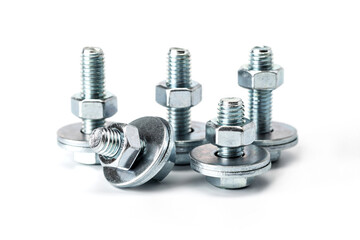 Mixed screws and nails. Industrial background. Home improvement.bolts and nuts.Close-up of various screws. Use for background, top view.