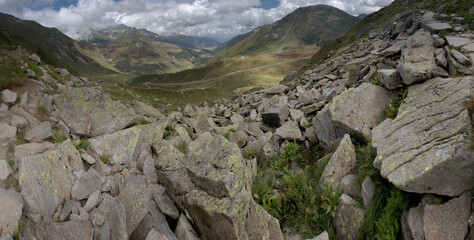 Rugged landscape near the Tomasee in Grisons, Switzerland