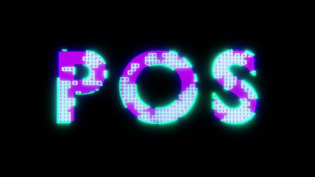 3D Animation of Holographic style Neon Head Up Display (HUD) of Proof of Stake or Point of Service (POS) 