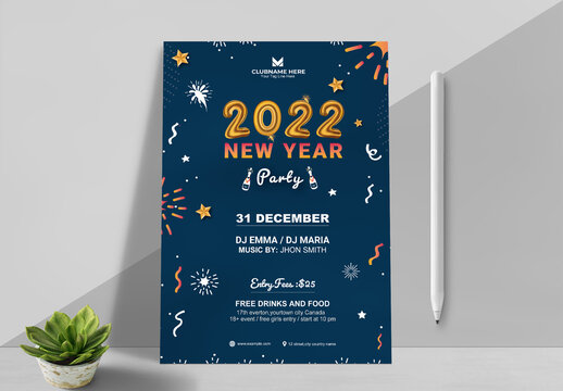 Happy New Year Party Flyer Layout 2022