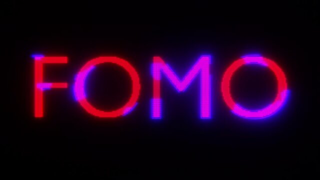 3D Animation of Holographic style Neon Head Up Display (HUD) of Fear of Missing Out (FOMO)