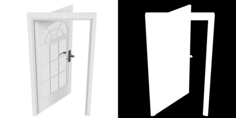 3D rendering illustration of a half moon casement window