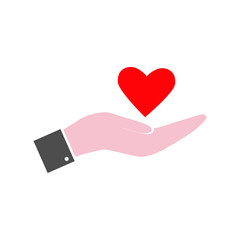 hands holding heart art vector on white background