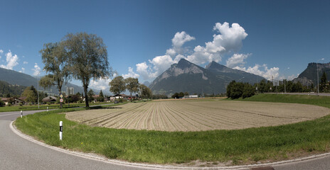 Ploughed field near Bad Ragaz with Gonzen and Alvier in the background