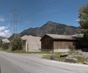 Fototapeta na wymiar Gravel works in Bad Ragaz, Swiss Alps