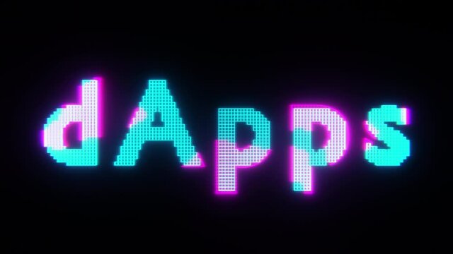 3D Animation of Holographic style Neon Head Up Display (HUD) of Decentralized Applications (dApps) 