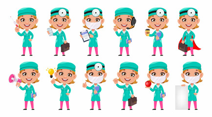 Doctor woman cartoon character
