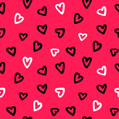 hand-drawn hearts seamless pattern. concept of love, happy valentine's day, wedding, birthday.