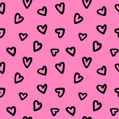hand-drawn hearts seamless pattern. concept of love, happy valentine's day, wedding, birthday.