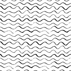 Black seamless wavy line pattern. Vector ink illustration. Abstract background with hand drawn waves. Curved brush strokes texture. Zebra grunge paint lines. Black and white ornament with tiny stripes