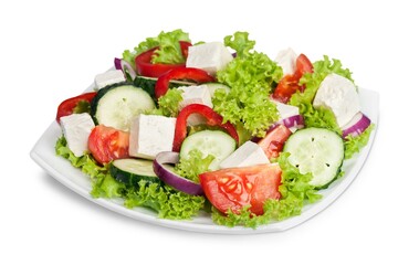 Fresh vegetable salad with cheese