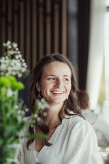 Bride on her wedding day, smiling