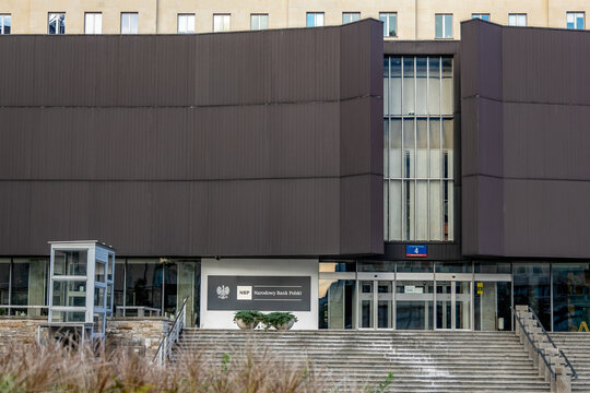 Warsaw, Poland - August 28, 2021: Main Building of NBP - National Bank of Poland in Warsaw