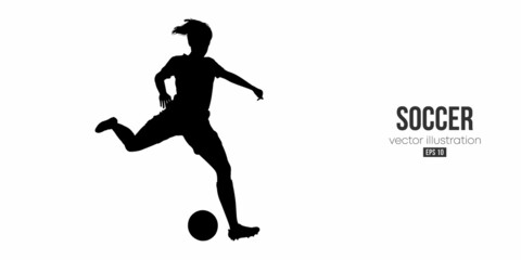 football soccer player woman in action isolated white background. Vector illustration