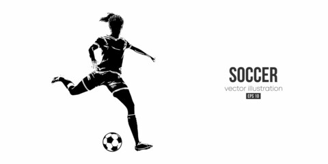football soccer player woman in action isolated white background. Vector illustration © Yevheniia