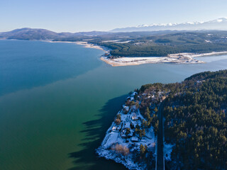 Obraz premium Aerial view of Iskar Reservoir, Bulgaria