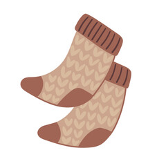 Knitted Socks. Vector illustration in a flat style.