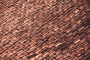 Old, historical red tiled roof, Kuldiga, Latvia