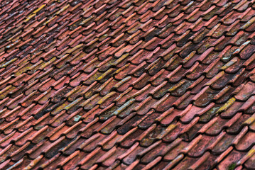 Old, historical red tiled roof, Kuldiga, Latvia