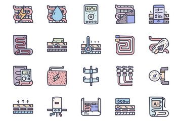 Warm floor color vector doodle simple icon set