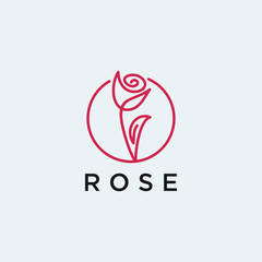rose flower logo design with line graphic concept