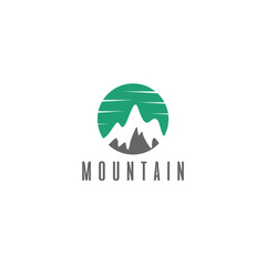 mountain logo design with emblem graphic concept and negative space