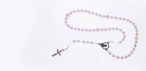 Fotobehang Holy catholic rosary and a cross - Text space © Luis Echeverri Urrea