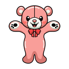 Cute teddy bear cartoon raising hands